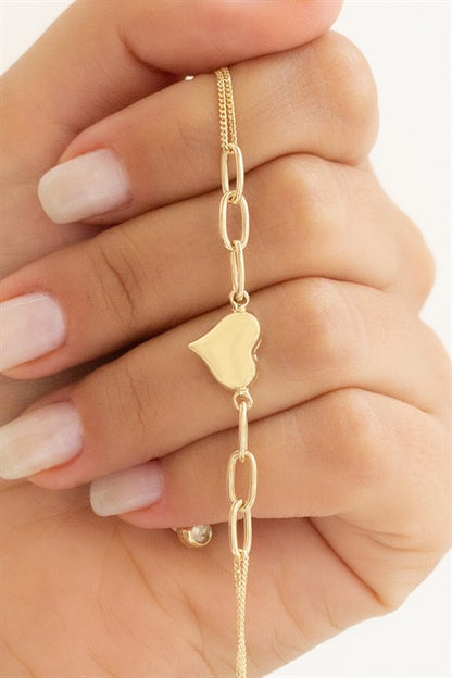 Solid Gold Heart Bracelet | 14K (585) | 2.86 gr