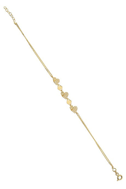 Solid Gold Heart Bracelet | 14K (585) | 2.01 gr