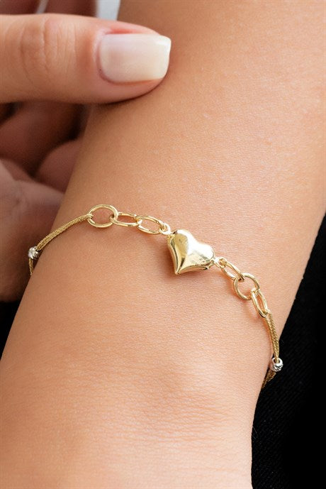 Bracelet coeur en or massif | 14K (585) | 2,86 grammes