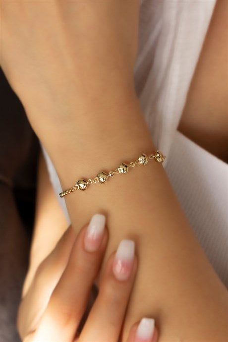 Solid Gold Heart Bracelet | 14K (585) | 3.02 gr