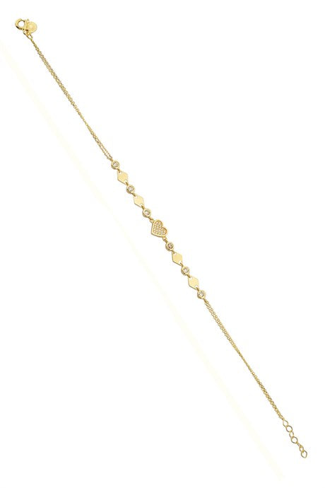 Solid Gold Heart Bracelet | 14K (585) | 2.56 gr