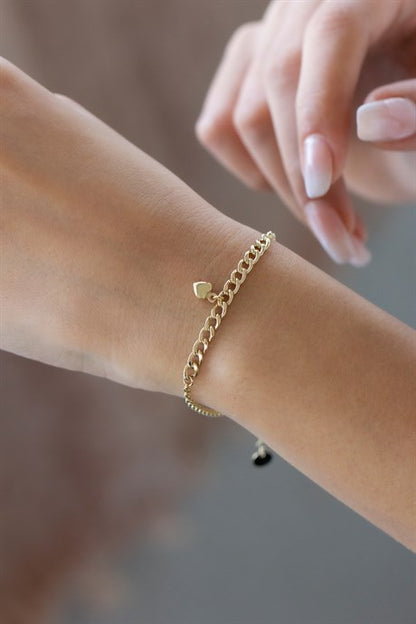 Bracelet coeur en or massif | 14K (585) | 1,70 gr