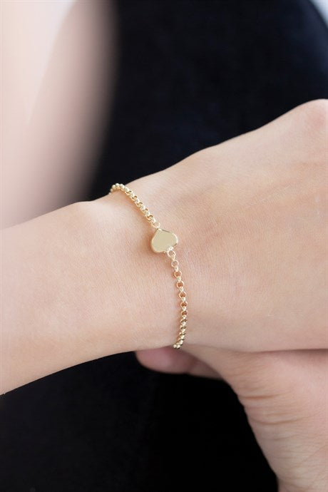 Pulsera de corazón de oro macizo | 8K (333) | 2,01 gramos