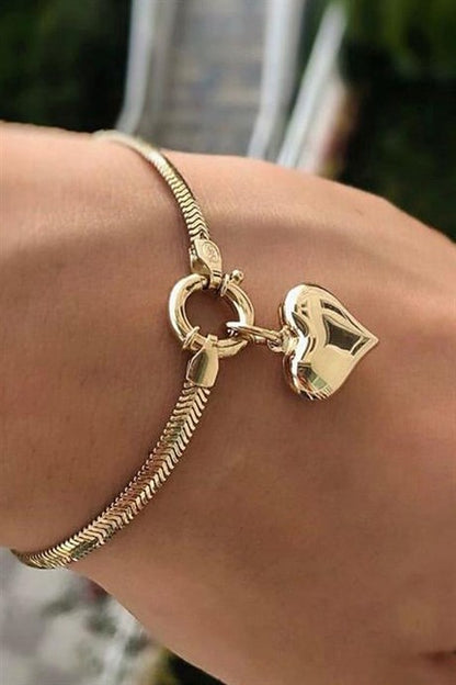 Solid Gold Heart Bracelet | 14K (585) | 6.12 gr