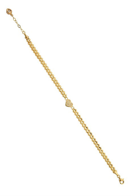 Solid Gold Heart Bracelet | 14K (585) | 3.98 gr