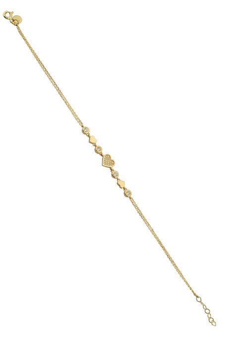 Solid Gold Heart Bracelet | 14K (585) | 2.61 gr