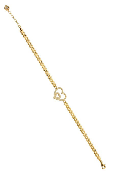 Solid Gold Heart Bracelet | 14K (585) | 4.73 gr