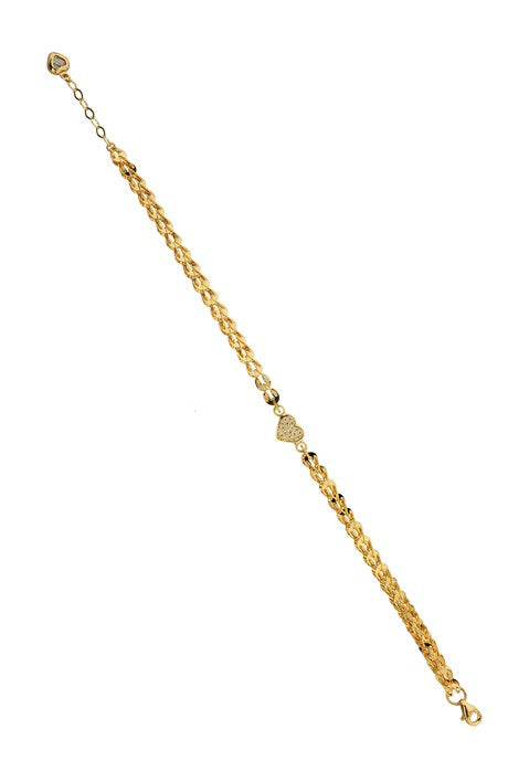 Solid Gold Heart Bracelet | 14K (585) | 4.51 gr