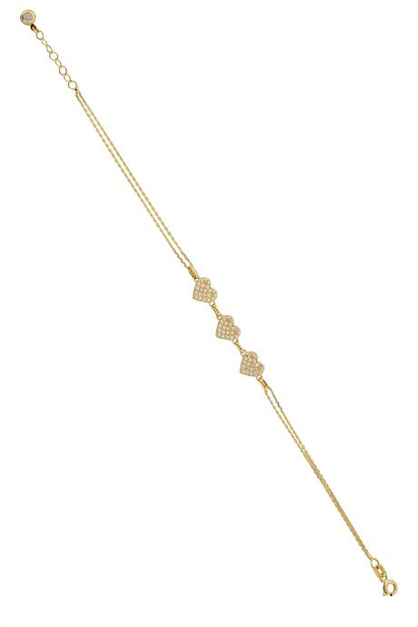 Solid Gold Heart Bracelet | 14K (585) | 2.62 gr