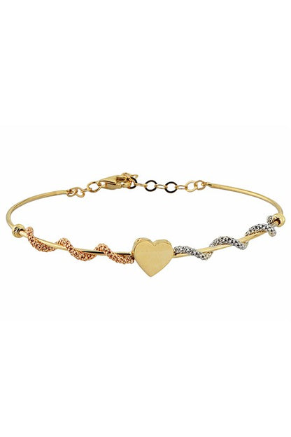 Pulsera de corazón de oro macizo | 14K (585) | 3,41 gramos