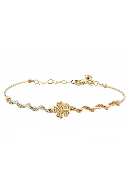 Solid Gold Heart Flower Bracelet | 14K (585) | 3.39 gr