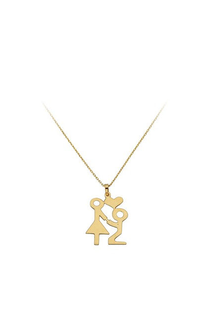 Solid Gold Heart Couple Necklace | 14K (585) | 1.86 gr