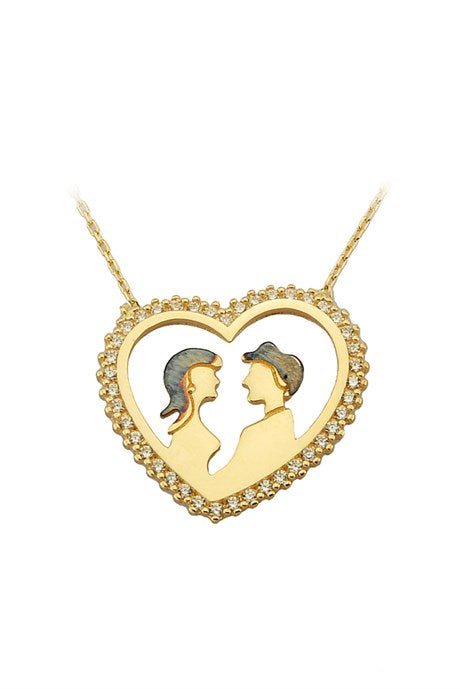 Collier Couple Coeur en Or Massif | 14K (585) | 2,63 grammes