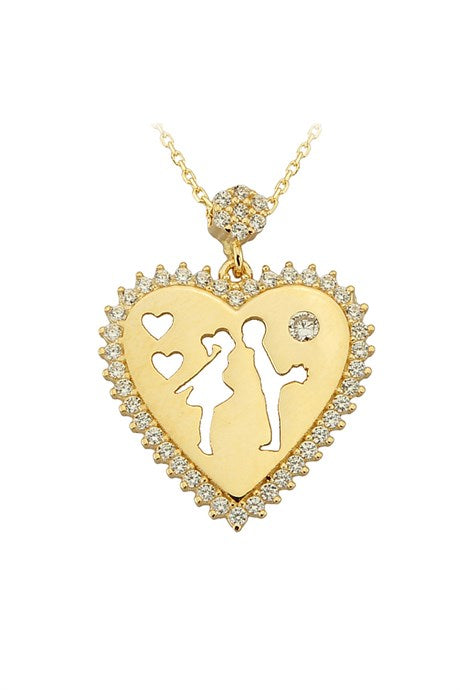 Solid Gold Heart Couple Necklace | 14K (585) | 2.75 gr