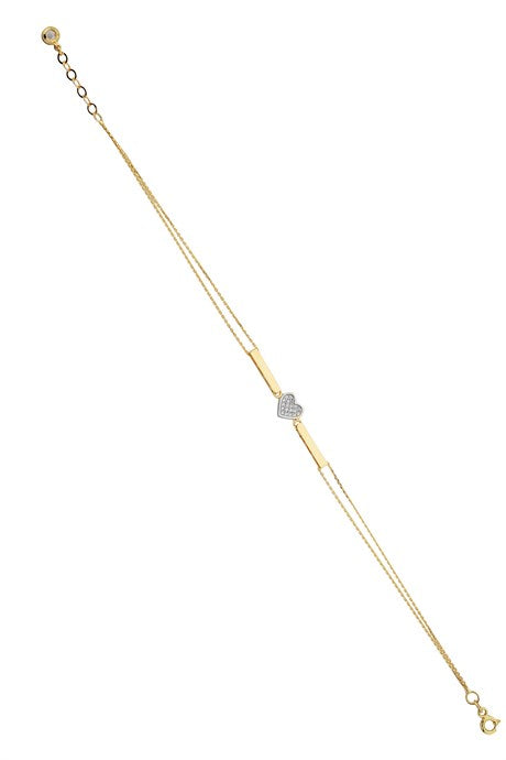 Solid Gold Heart Stick Bracelet | 14K (585) | 2.06 gr