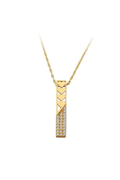 Solid Gold Heart Stick Necklace | 14K (585) | 2.10 gr