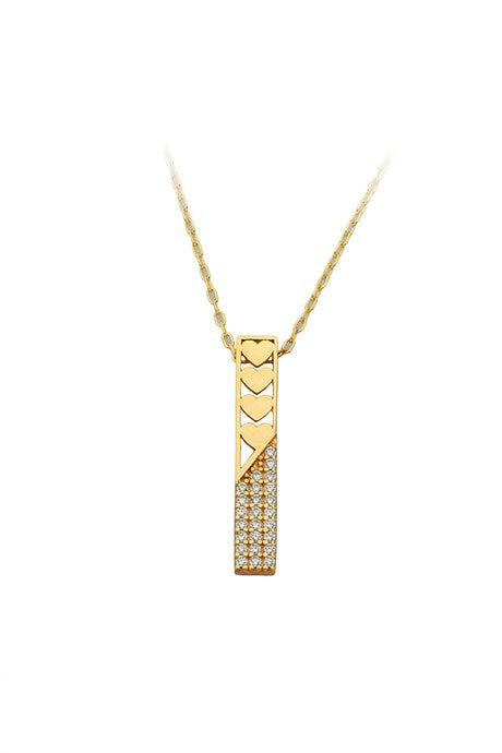 Collier de bâton de coeur en or massif | 14K (585) | 2,10 gr