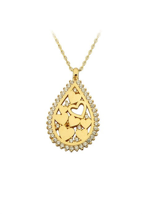 Collar de gota de corazón de oro macizo | 14K (585) | 3,09 gramos