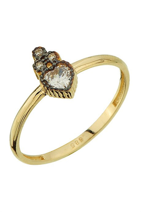 Solid Gold Heart Gemston Ring | 14K (585) | 1.38 gr