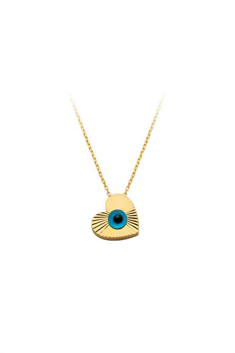 Solid Gold Heart Eye Necklace | 14K (585) | 1.81 gr
