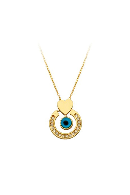 Collar de ojo de corazón de oro macizo | 14K (585) | 2,25 gramos