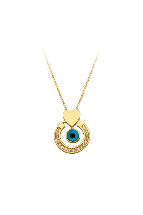 Solid Gold Heart Eye Necklace | 14K (585) | 2.25 gr