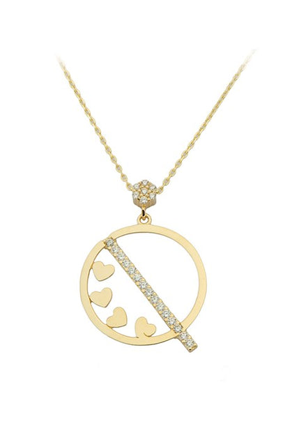 Solid Gold Heart Circle Necklace | 14K (585) | 2.14 gr