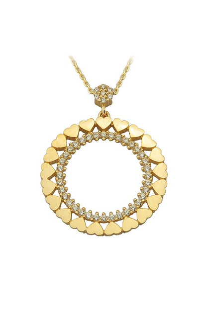 Collar de círculo de corazón de oro macizo | 14K (585) | 3,13 gramos