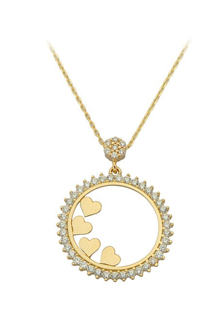 Solid Gold Heart Circle Necklace | 14K (585) | 2.49 gr