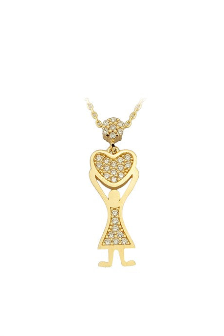 Solid Gold Heart Girl Necklace | 14K (585) | 2.09 gr