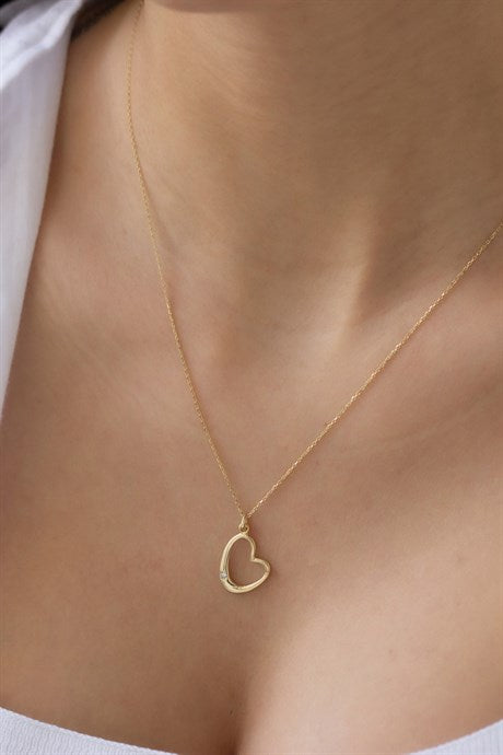Solid Gold Heart Necklace | 14K (585) | 2.27 gr