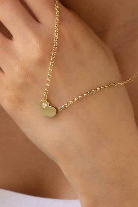 Solid Gold Heart Necklace | 14K (585) | 4.17 gr