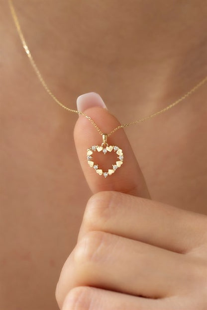 Solid Gold Heart Necklace | 14K (585) | 1.92 gr