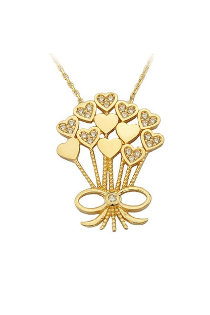 Solid Gold Heart Ribbon Necklace | 14K (585) | 2.72 gr