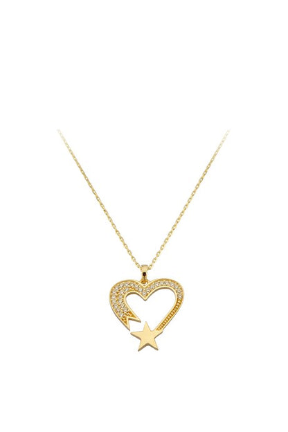 Collier comète coeur en or massif | 14K (585) | 2,12 grammes