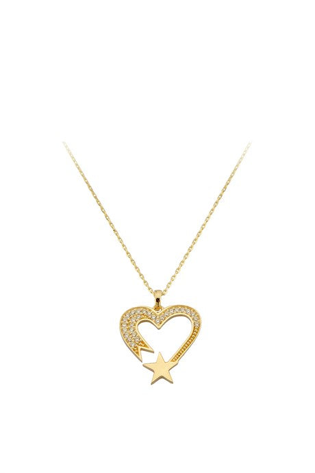 Collar de cometa con corazón de oro macizo | 14K (585) | 2,12 gramos