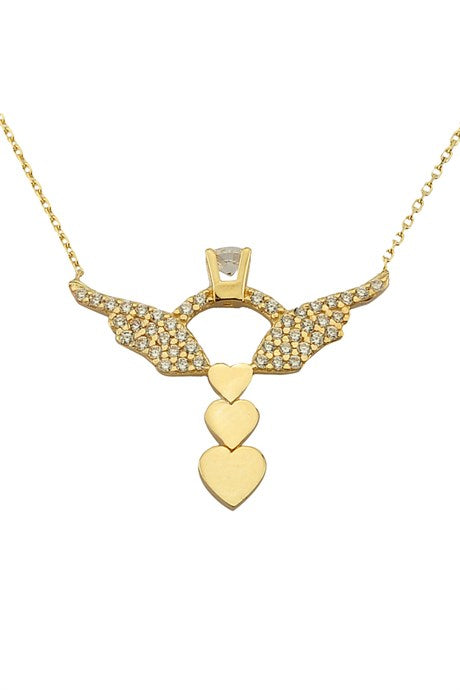 Collier Solitaire Ange Coeur en Or Massif | 14K (585) | 2,25 grammes