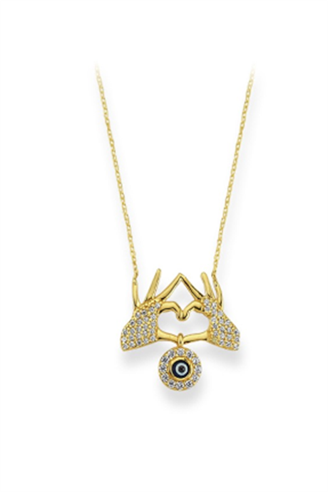 Solid Gold Heart Evil Eye Necklace | 14K (585) | 2.49 gr