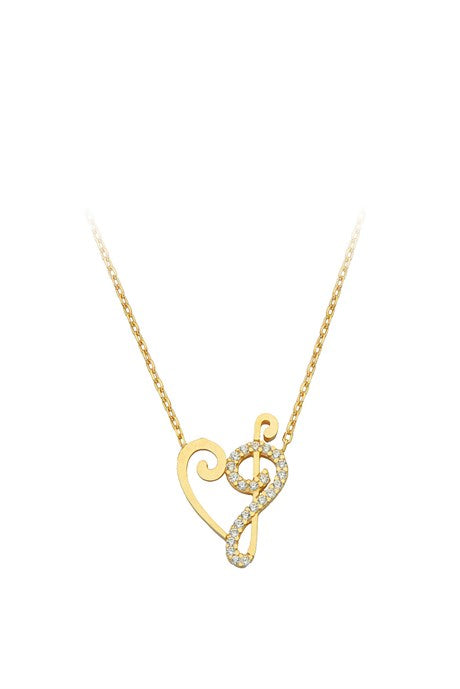 Solid Gold Heart Musical Note Necklace | 14K (585) | 1.70 gr