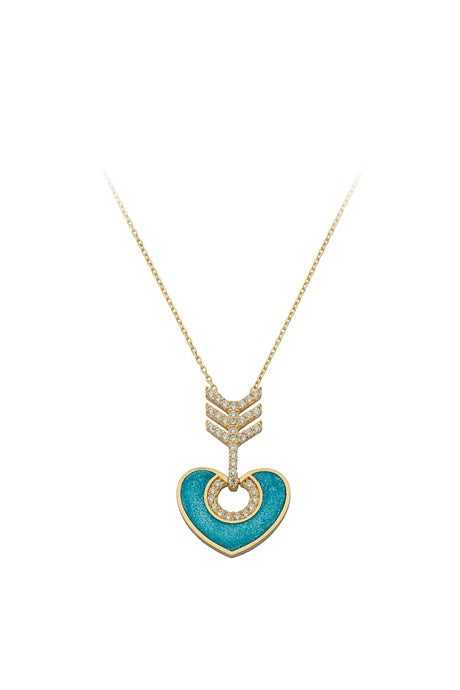 Collar de flecha de corazón de oro macizo | 14K (585) | 2,91 gramos