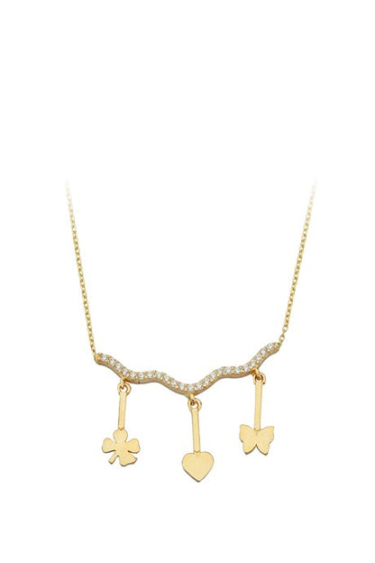 Collier porte-bonheur coeur en or massif | 14K (585) | 2,65 grammes