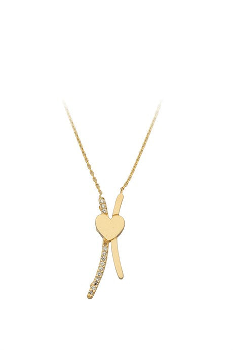 Collar delicado con corazón de oro macizo | 14K (585) | 2,05 gramos