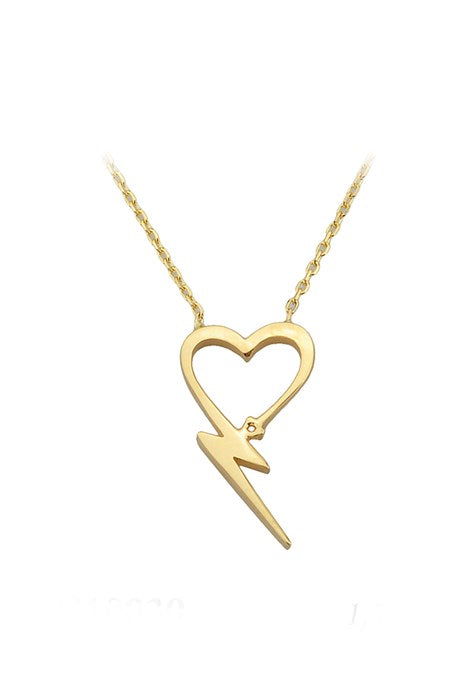 Collar de relámpago de corazón de oro macizo | 14K (585) | 1,58 gramos