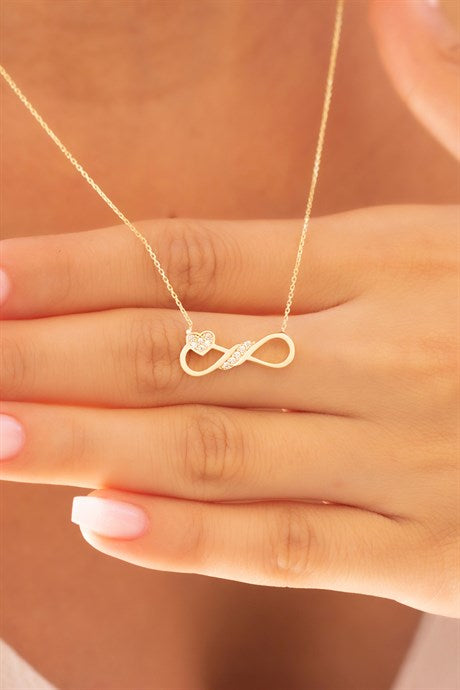 Solid Gold Heart Infinity Necklace | 8K (333) | 1.87 gr