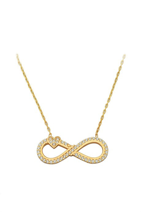 Solid Gold Heart Infinity Necklace | 14K (585) | 2.35 gr