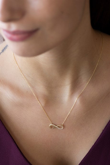 Solid Gold Heart Infinity Necklace | 8K (333) | 1.68 gr