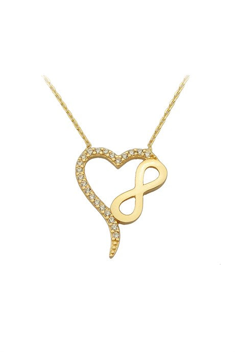Solid Gold Heart Infinity Necklace | 14K (585) | 1.80 gr
