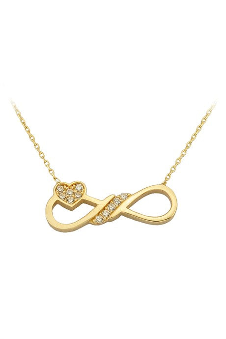 Collar infinito de corazón de oro macizo | 14K (585) | 2,11 gramos