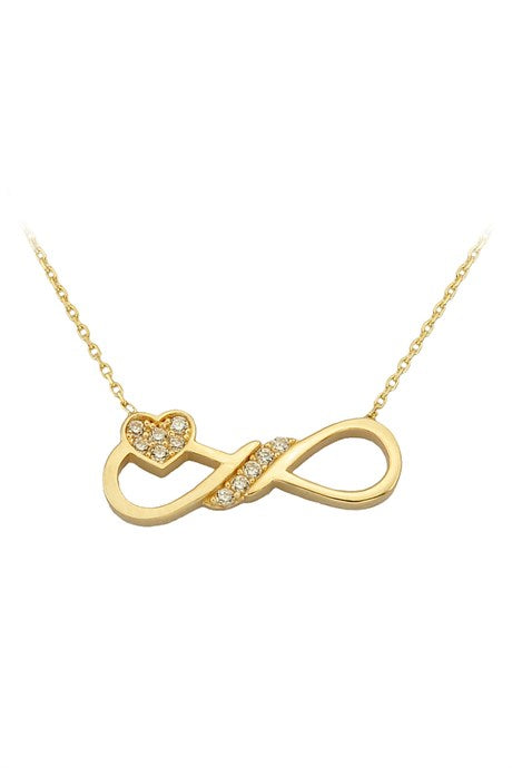 Solid Gold Heart Infinity Necklace | 14K (585) | 2.11 gr
