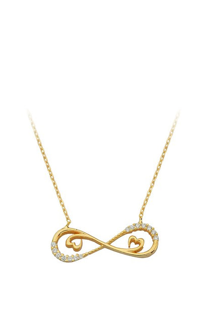 Solid Gold Heart Infinity Necklace | 14K (585) | 2.15 gr